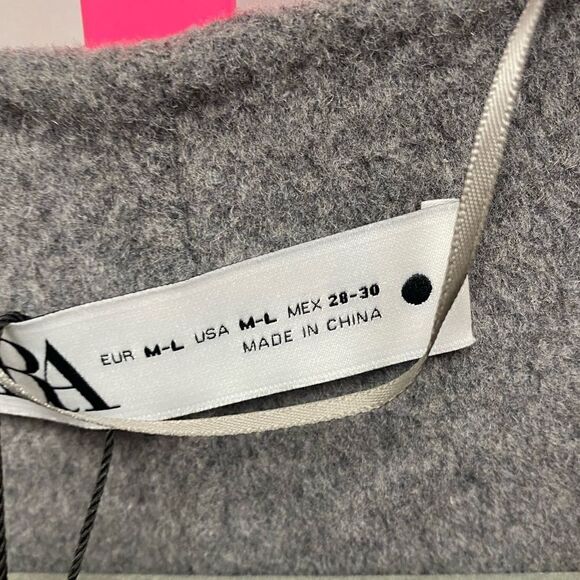 NWT ZARA Double-Faced Wool Blend Coat Grey SZ M-L - Picture 6 of 14